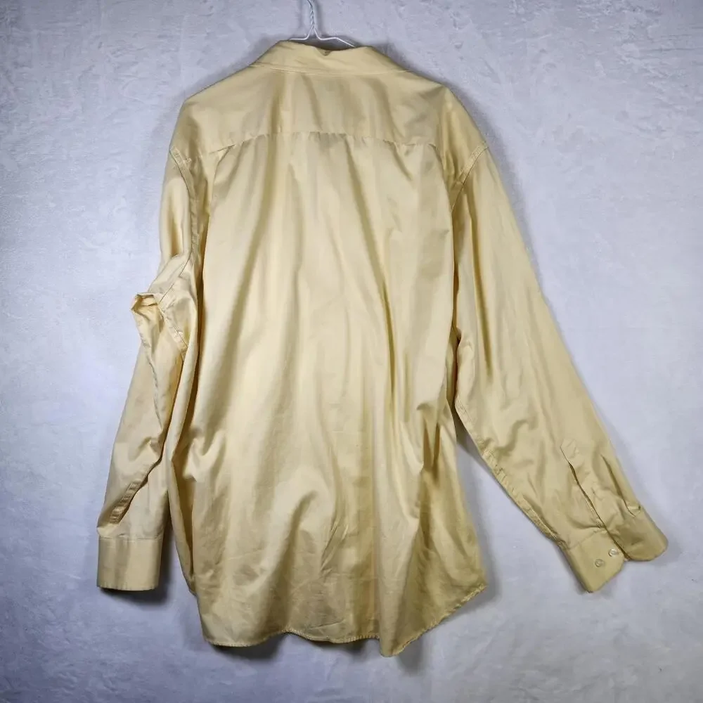 Banana Republic XXL Dress Shirt Yellow Classic Fit Non Iron 18–18.5 Button Front